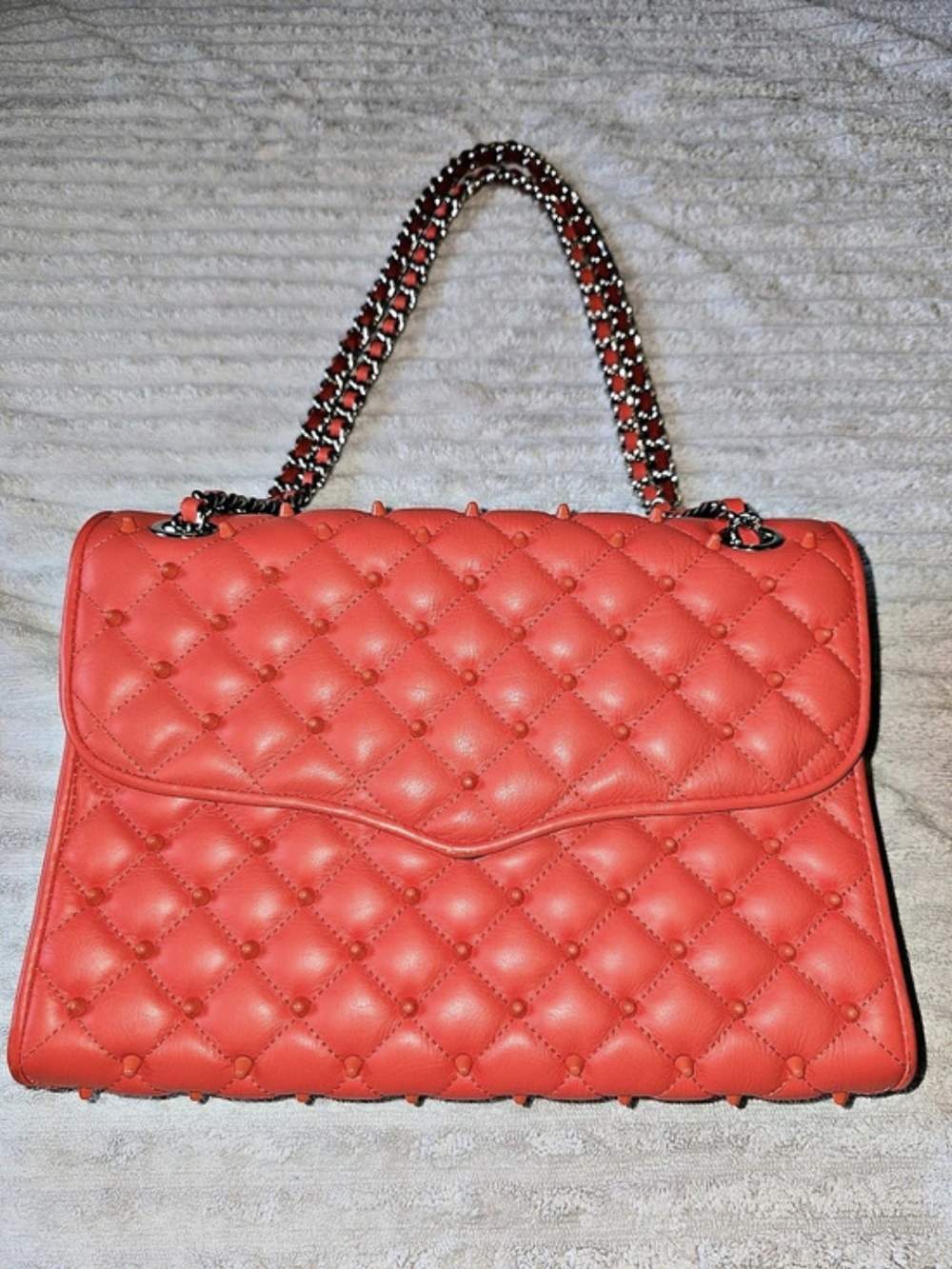 Rebecca Minkoff Quilted Affair Bag with Enamel Studs - Coral